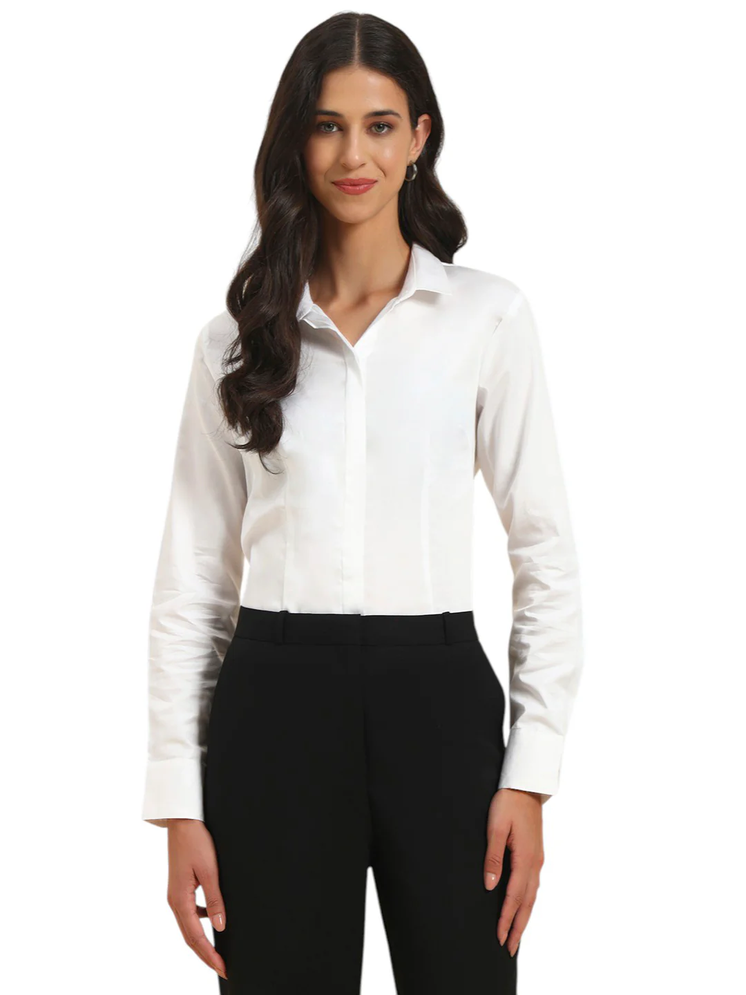 Women Solid Cotton Shirt | Regular Fit | Cantabil - Image 3