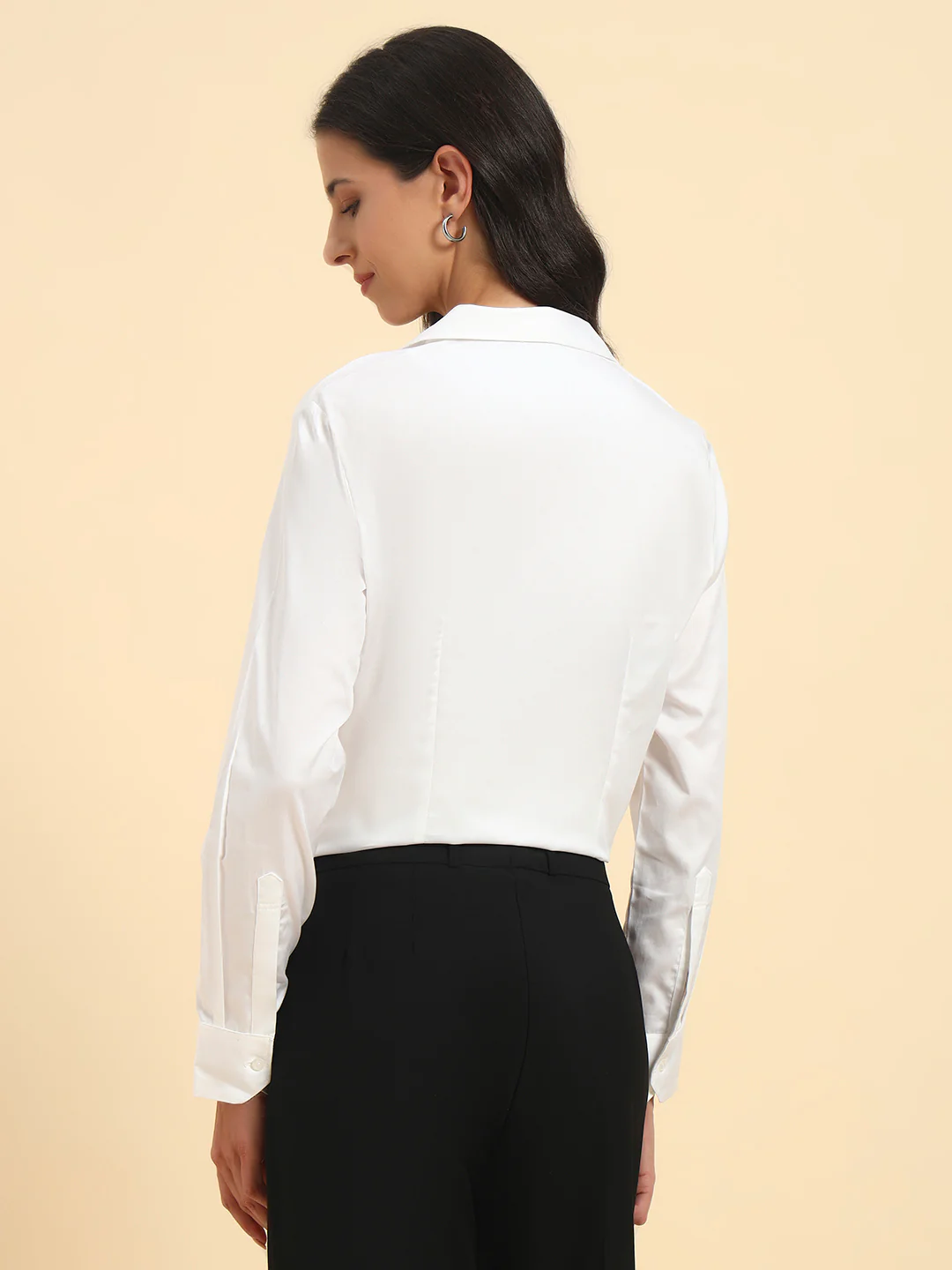 Women Solid Cotton Shirt | Regular Fit | Cantabil - Image 7