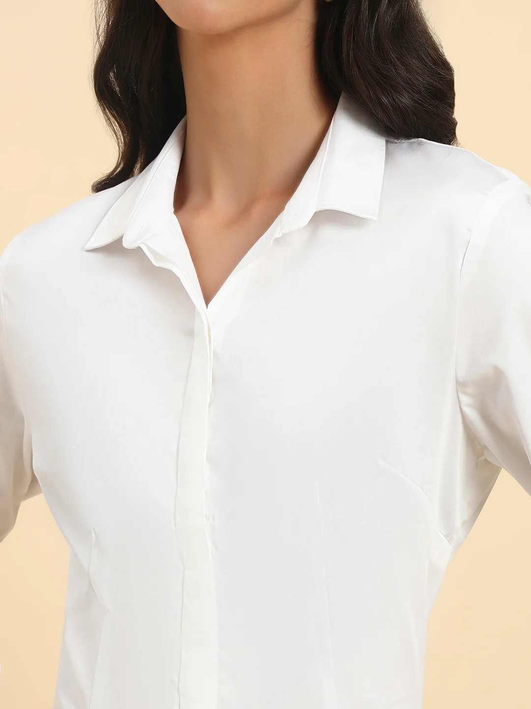 Women Solid Cotton Shirt | Regular Fit | Cantabil - Image 8