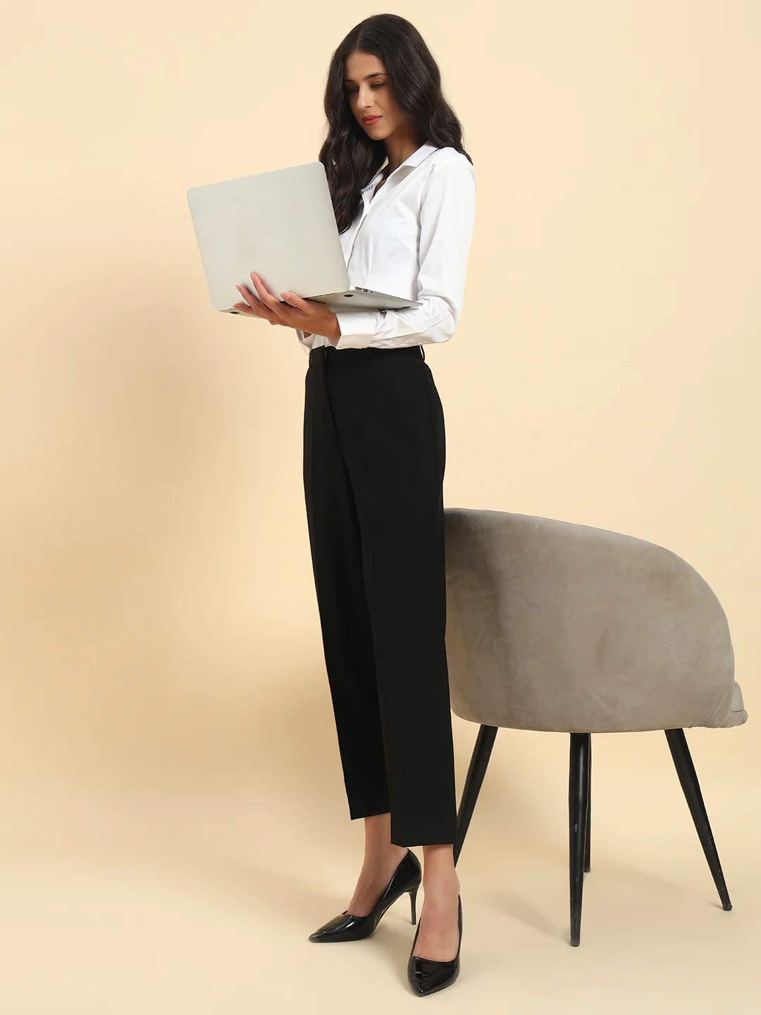 Women Solid Cotton Shirt | Regular Fit | Cantabil - Image 9