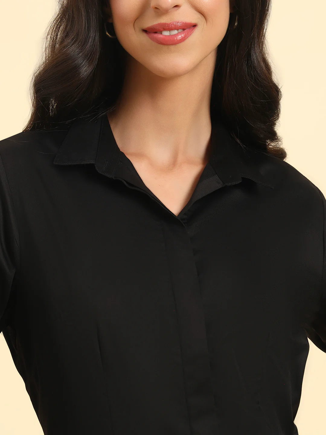 Women Solid Cotton Formal Shirt | Cantabil - Image 7