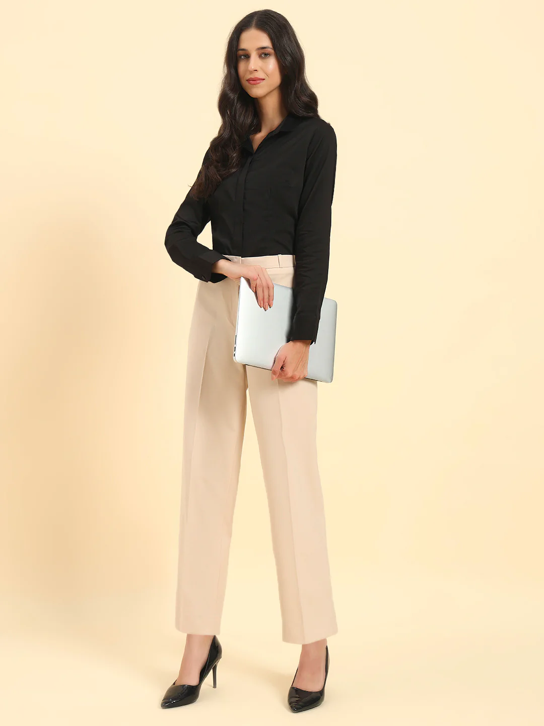 Women Solid Cotton Formal Shirt | Cantabil - Image 9