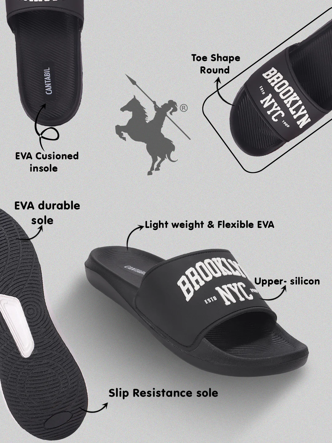 Casual Slider for Men | Lightweight & Comfortable with Cushioned Insole Silicon Upper EVA Sole Slip On Closure - Image 2