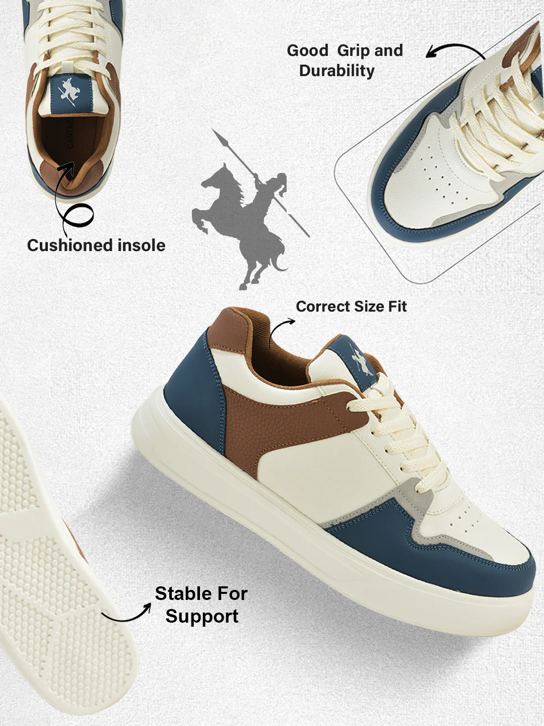 Sneaker for Men | Lightweight & Comfortable with Cushioned Insole PU Upper EVA Sole Lace-Up Closure - Image 4