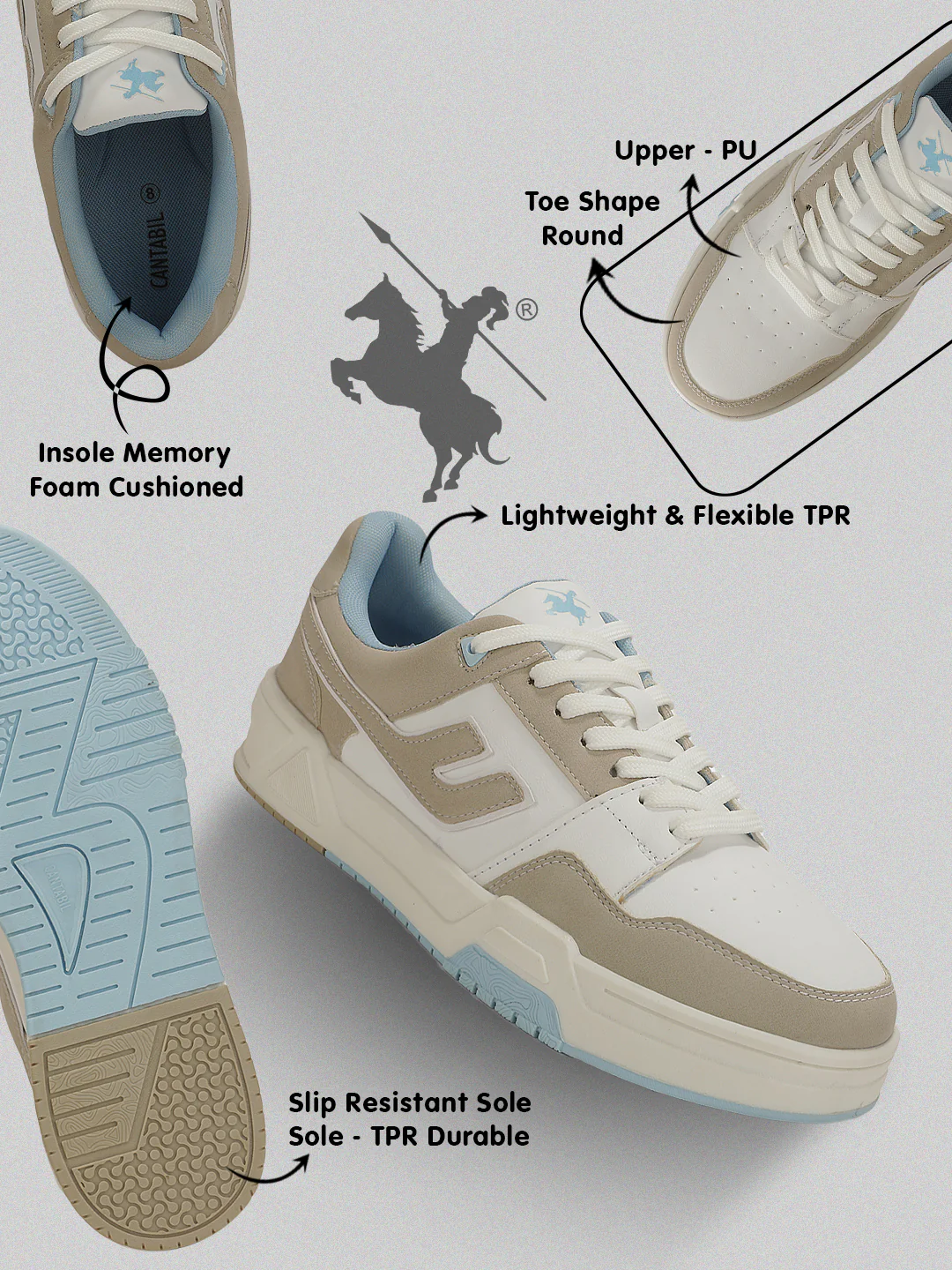 Sneaker Shoes for Men | Lightweight & Comfortable with Cushioned Insole PU (Polyurethane) Upper TPR Sole Lace-Up Closure - Image 3