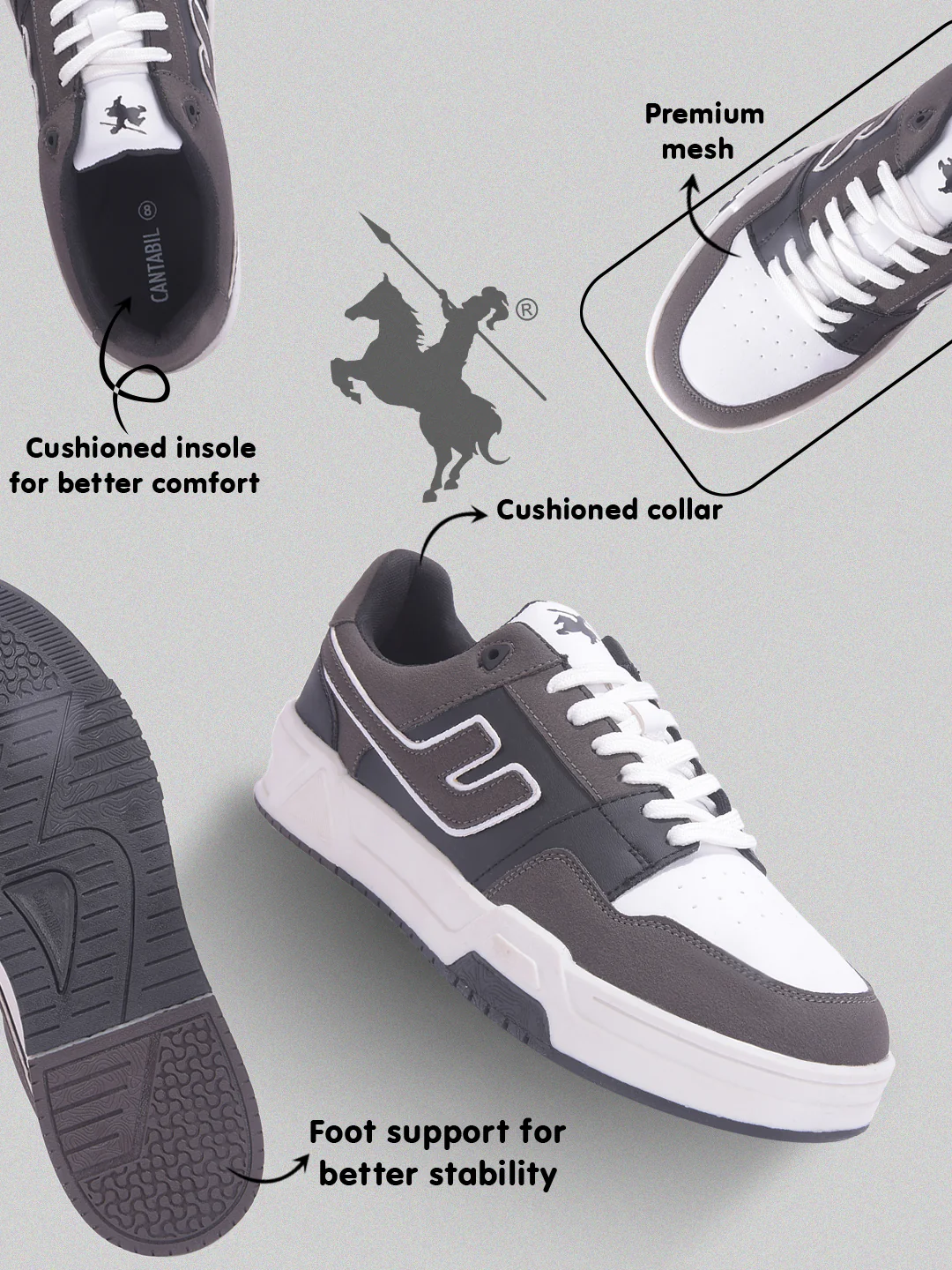 Sneakers for Men l Lightweight & Comfortable with Cushioned Insole PU Upper TPR Sole Lace-Up Closure - Image 3