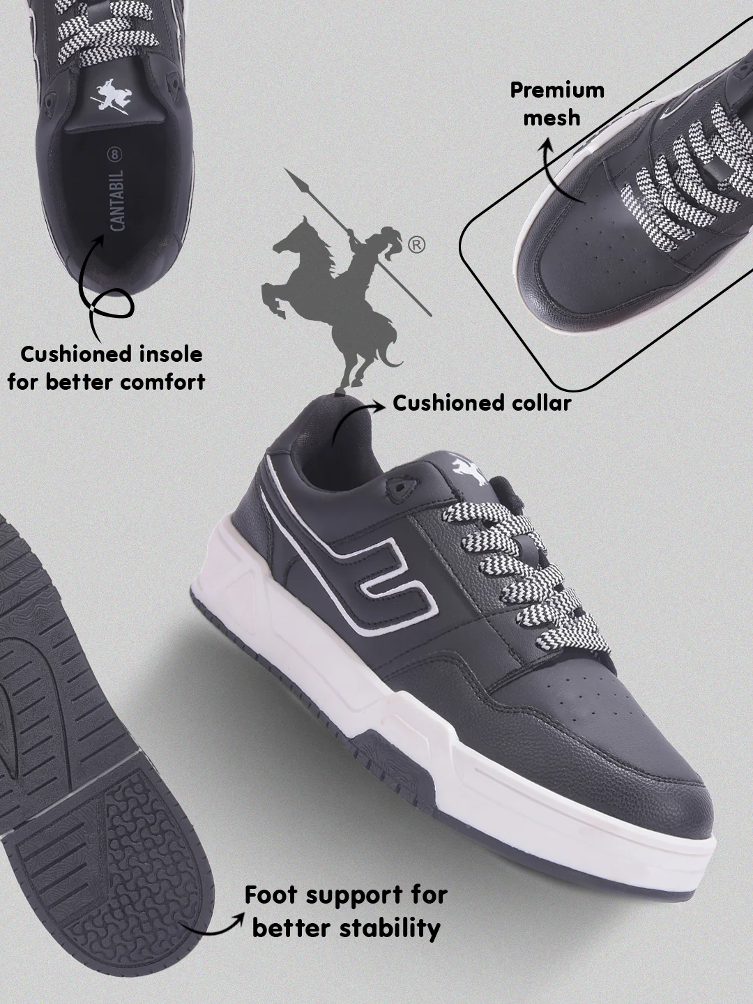 Sneakers for Men l Lightweight & Comfortable with Cushioned Insole PU Upper TPR Sole Lace-Up Closure - Image 3
