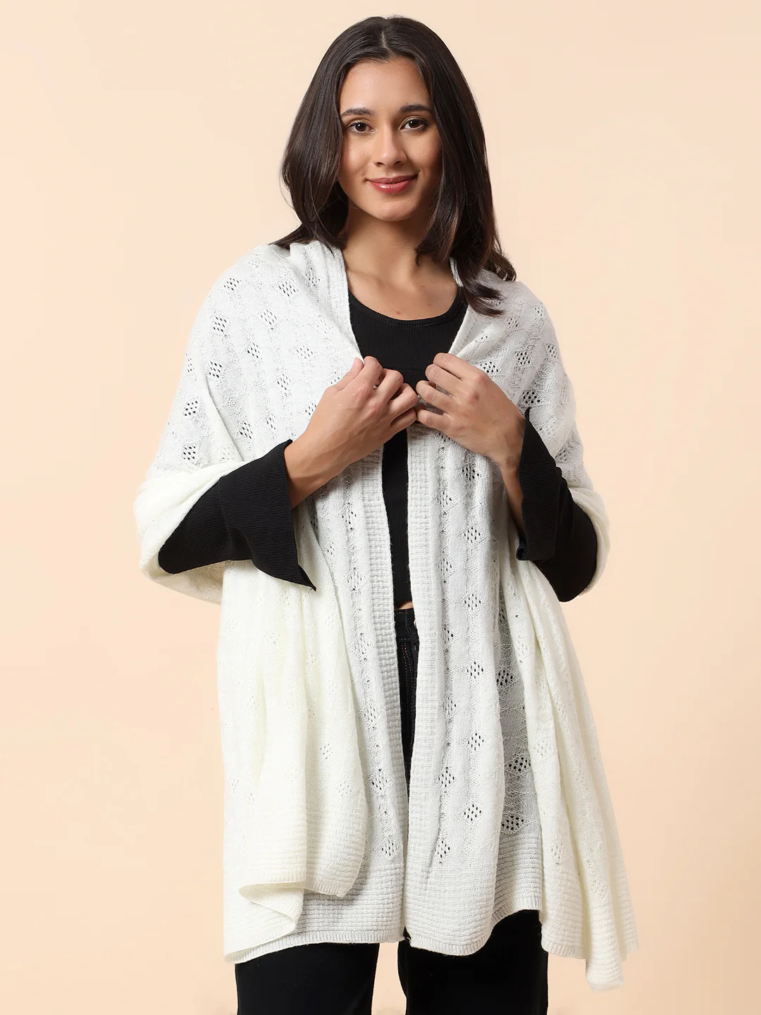 Stole for Women l Premium Casual Soft Stole Acrylic Fabric Self Design Pattern - Image 2