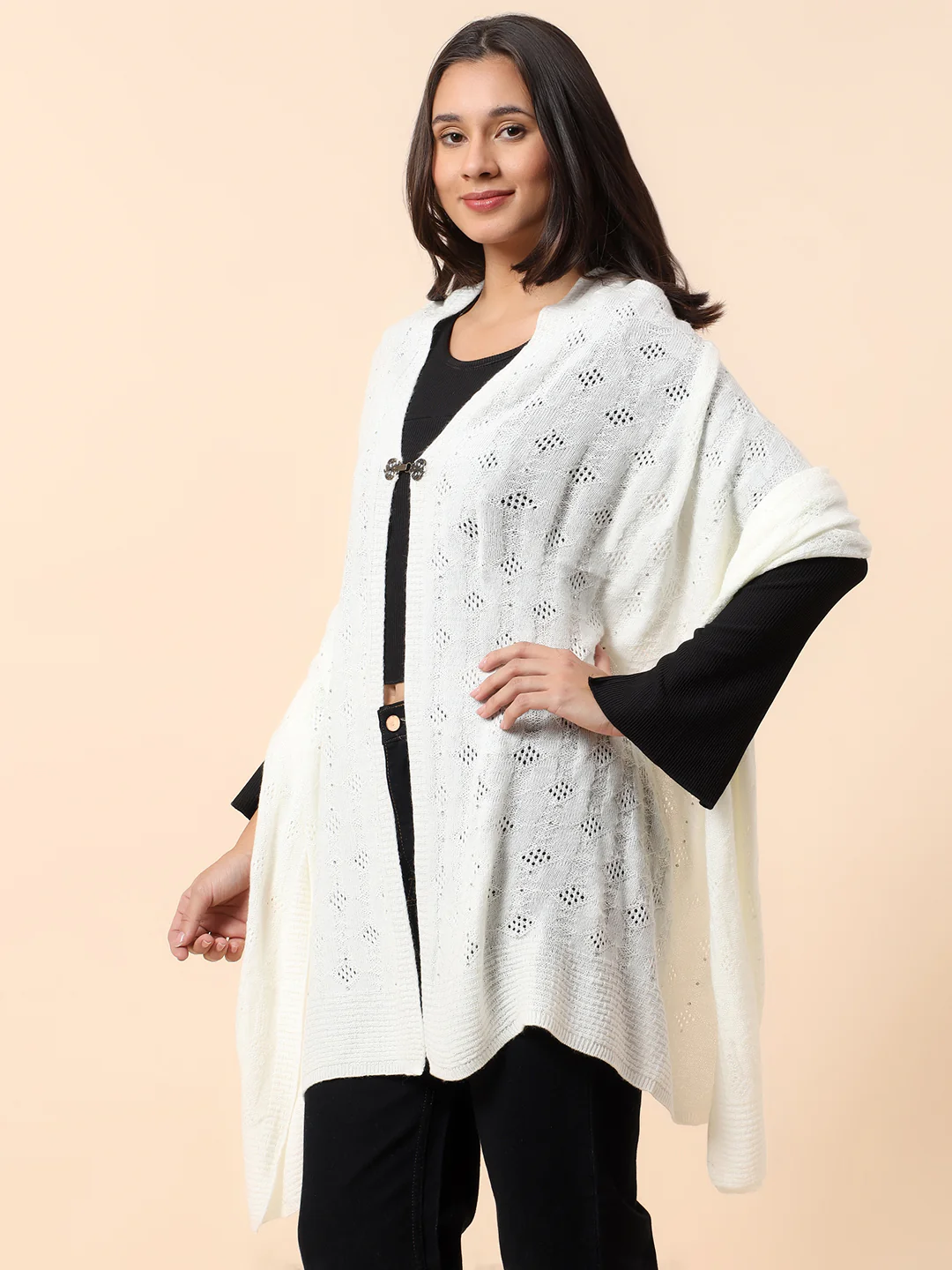 Stole for Women l Premium Casual Soft Stole Acrylic Fabric Self Design Pattern - Image 3
