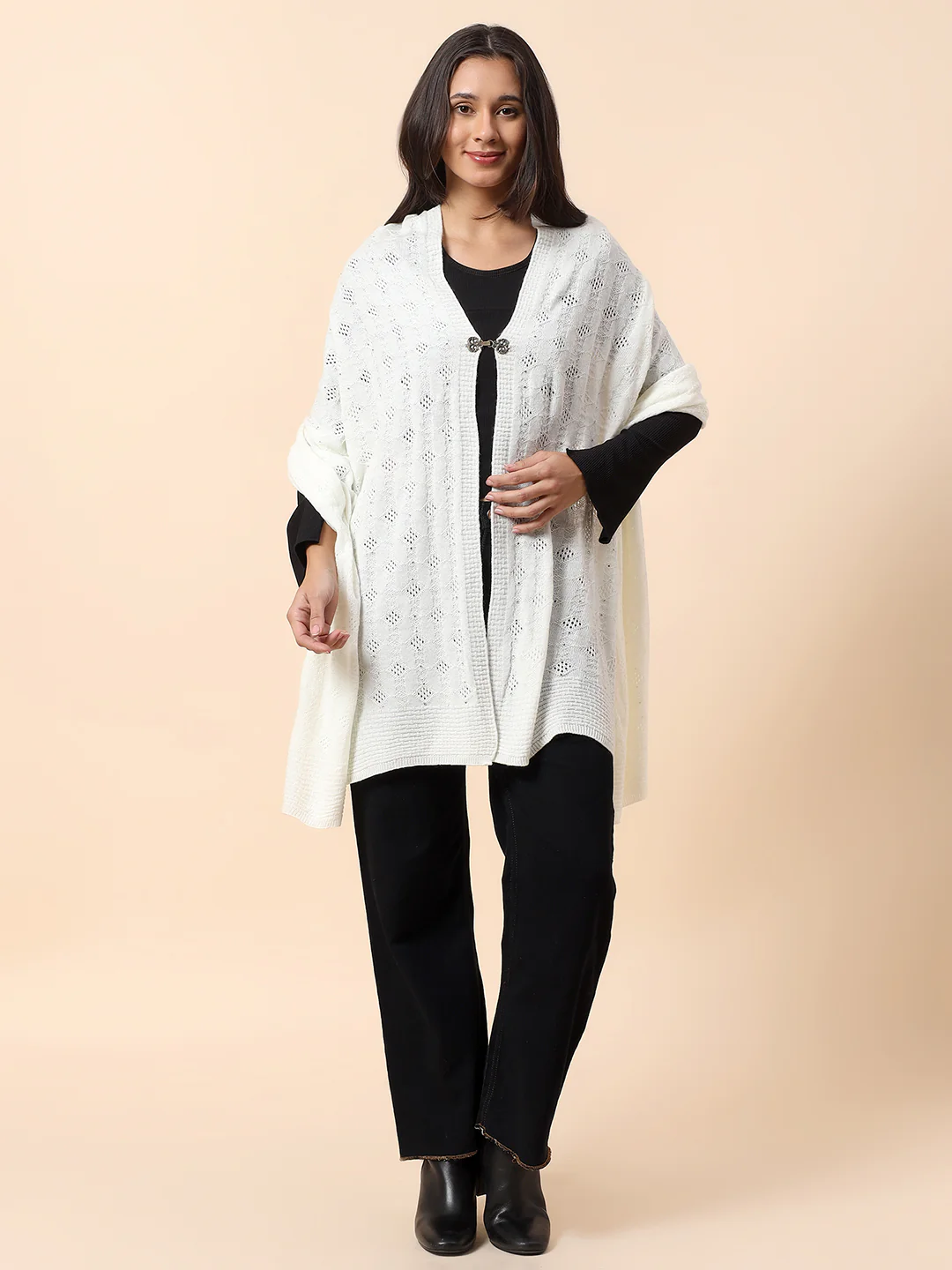 Stole for Women l Premium Casual Soft Stole Acrylic Fabric Self Design Pattern - Image 7