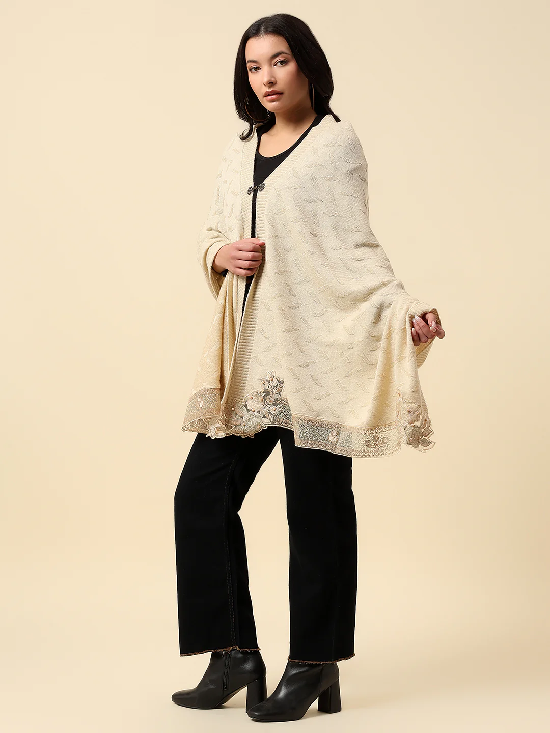 Stole for Women l Premium Casual Soft Stole Acrylic Self Design Pattern - Image 3