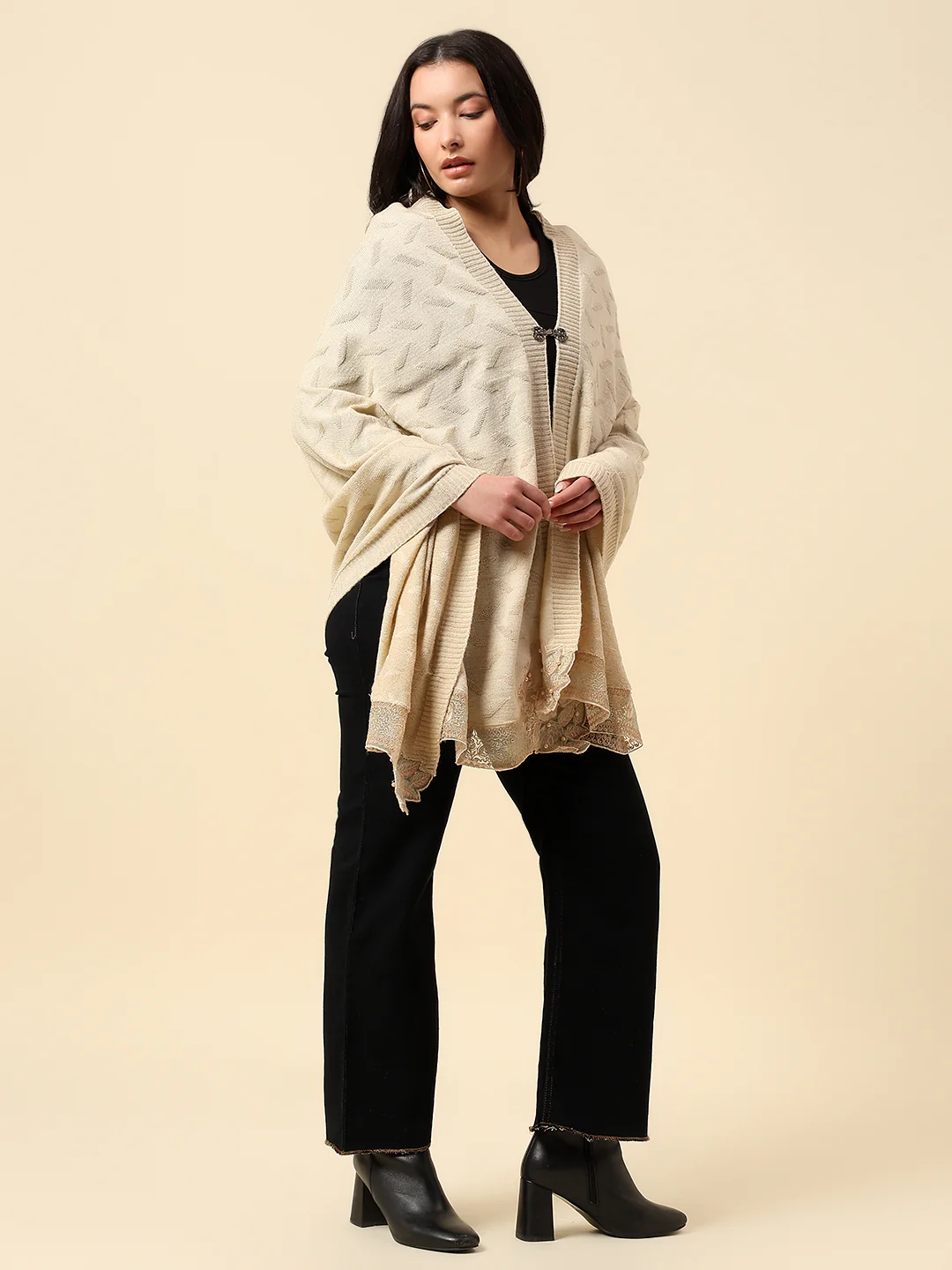 Stole for Women l Premium Casual Soft Stole Acrylic Self Design Pattern - Image 4