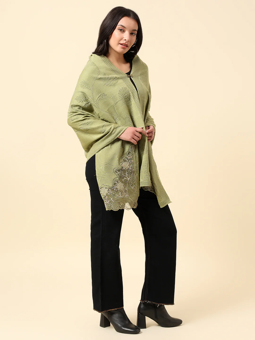 Stole for Women l Premium Casual Soft Stole Acrylic Self Design Pattern - Image 4