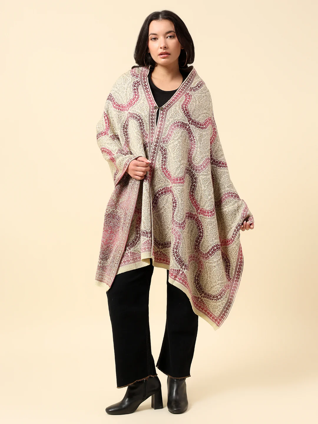 Stole for Women l Premium Casual Soft Stole Acrylic Self Design Pattern - Image 2