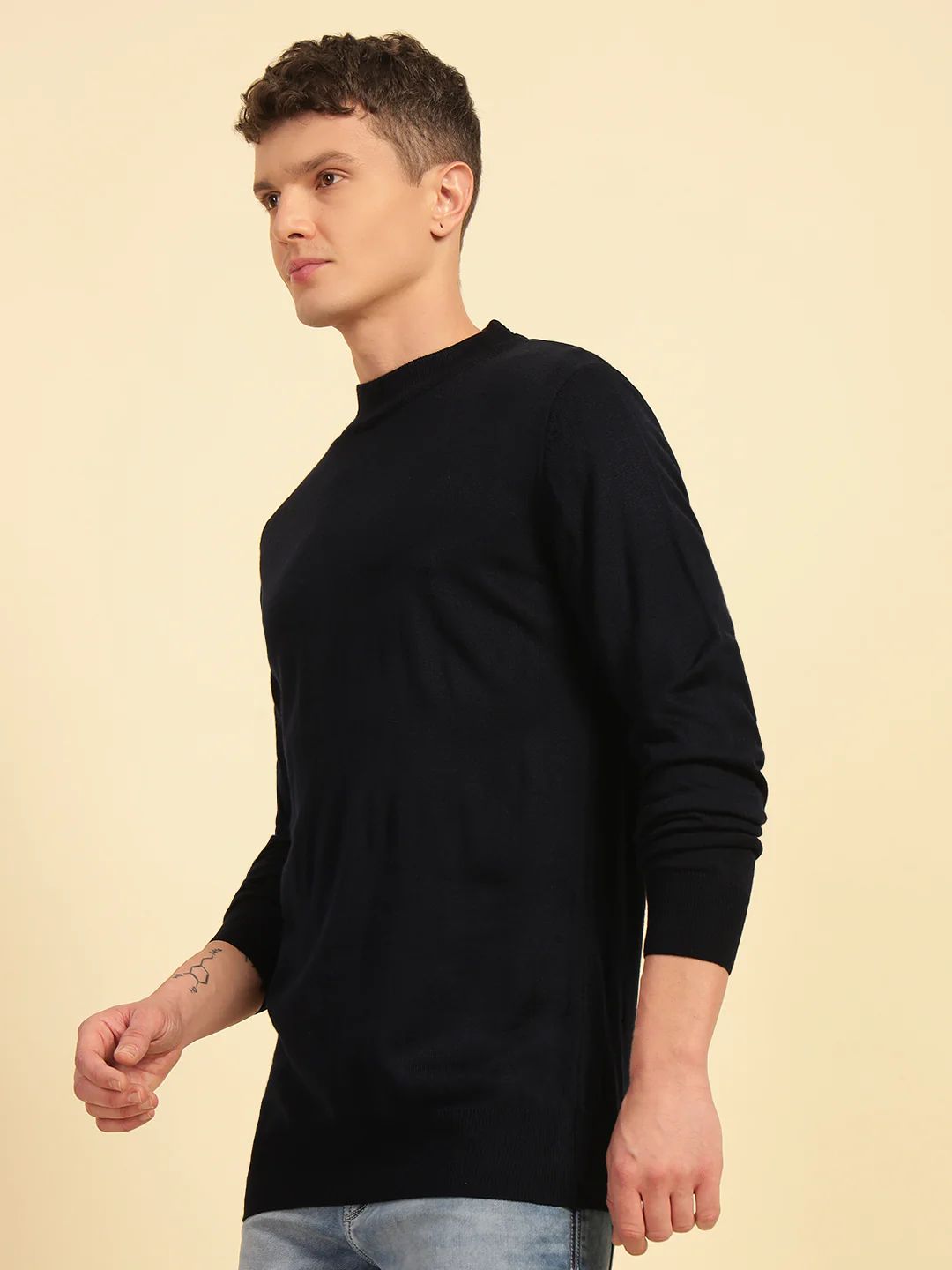Sweater for Men | Winter Wear Acrylic Fabric Pull-On Closure Mock Neck Regular Fit Striped Pattern - Image 4