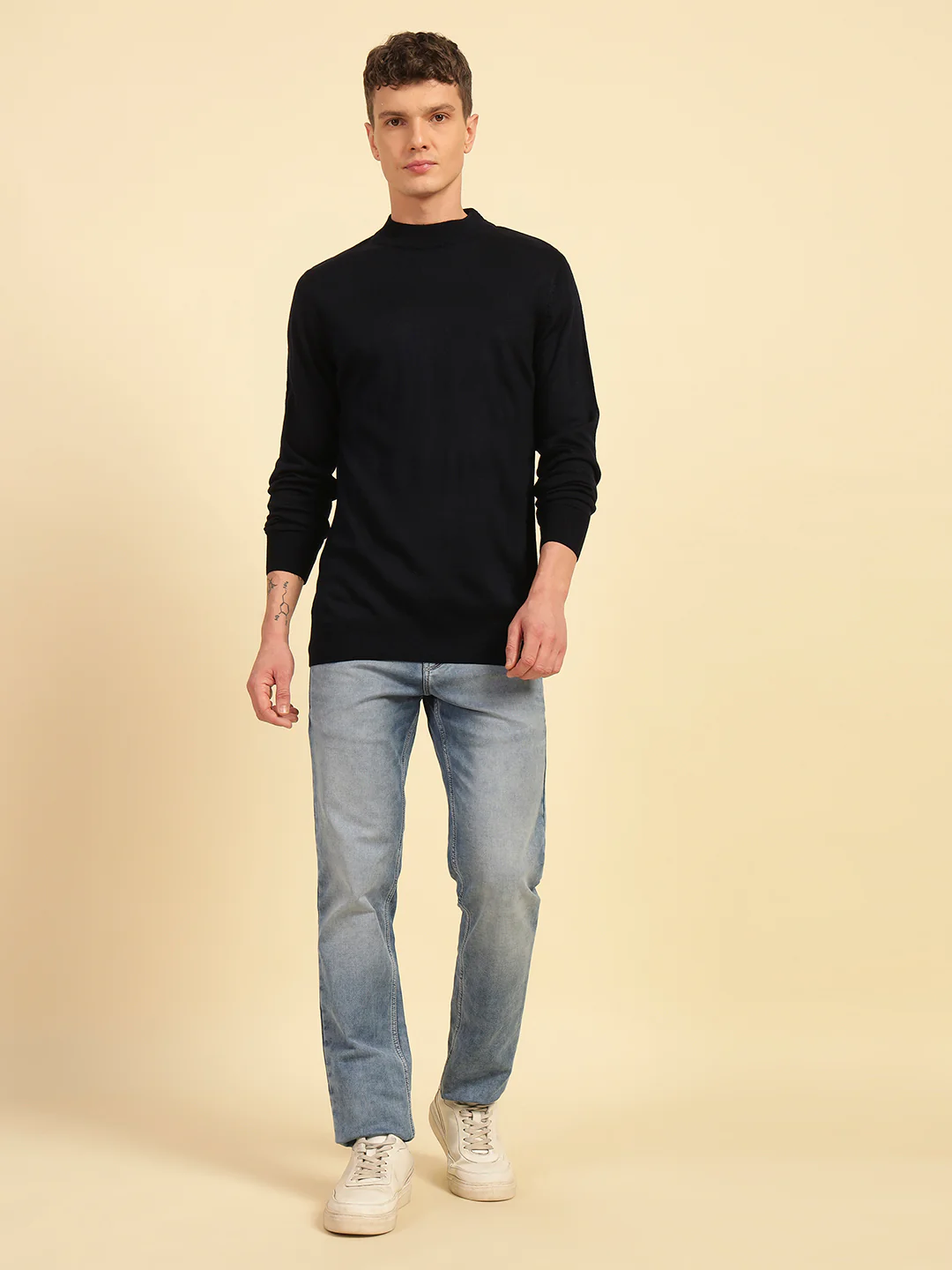 Sweater for Men | Winter Wear Acrylic Fabric Pull-On Closure Mock Neck Regular Fit Striped Pattern - Image 6