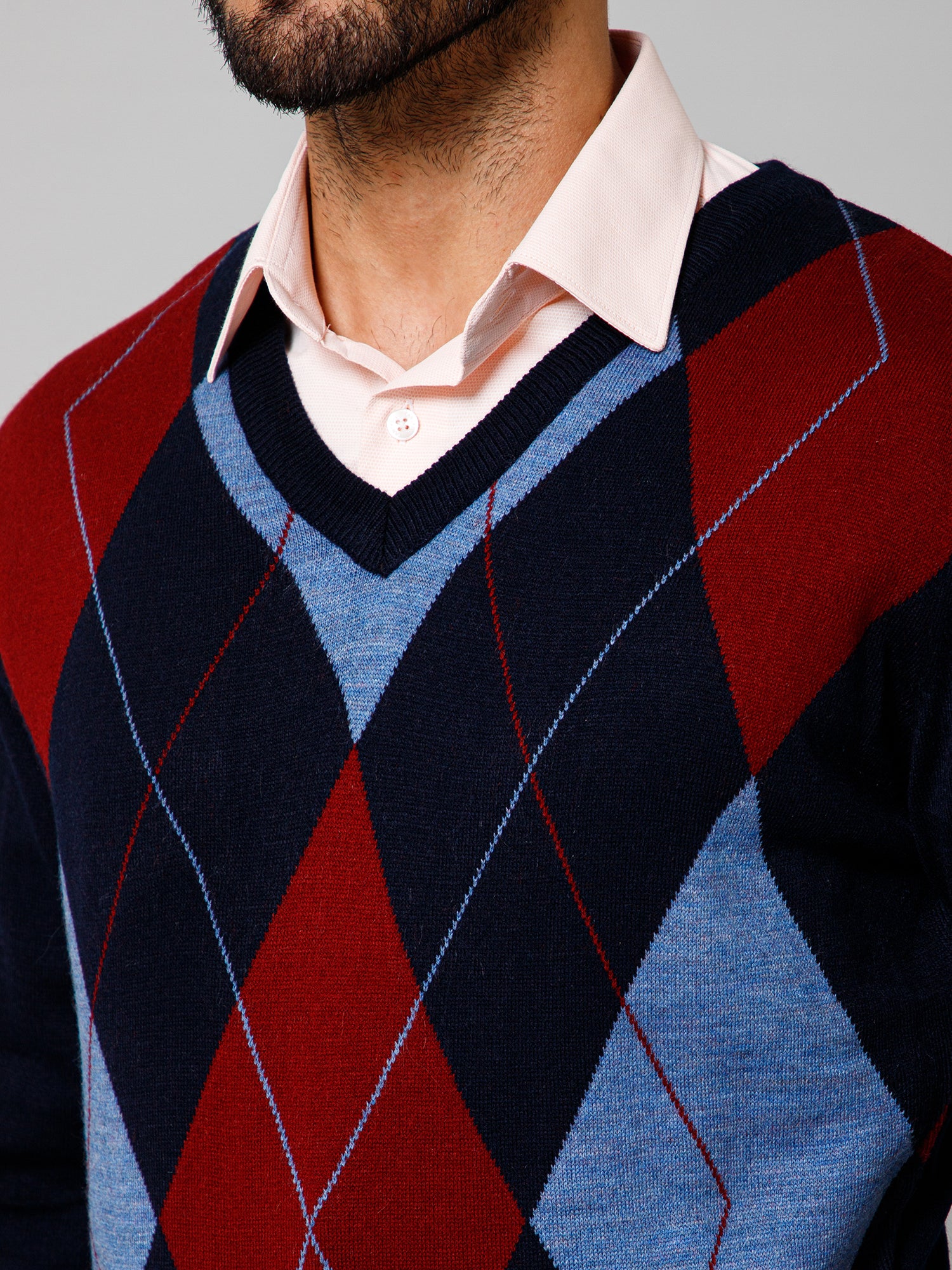 Sweater for Men l Winter Wear Acrylic Fabric Pull-On Closure V-Neck Regular Fit Color Block Pattern - Image 8
