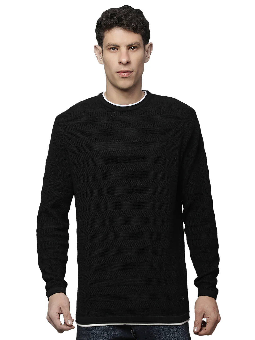 Sweater for Men | Winter Wear 100% COTTON Fabric Pull-On Closure Round Neck Regular Fit STRIPE Pattern - Image 2