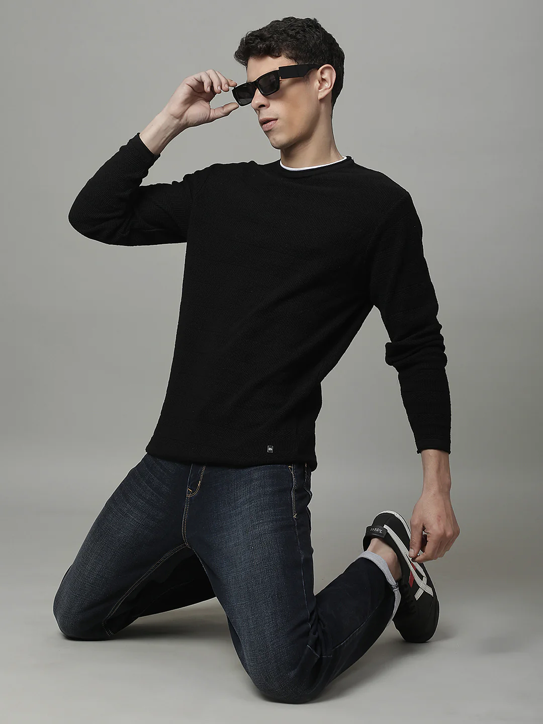 Sweater for Men | Winter Wear 100% COTTON Fabric Pull-On Closure Round Neck Regular Fit STRIPE Pattern - Image 3