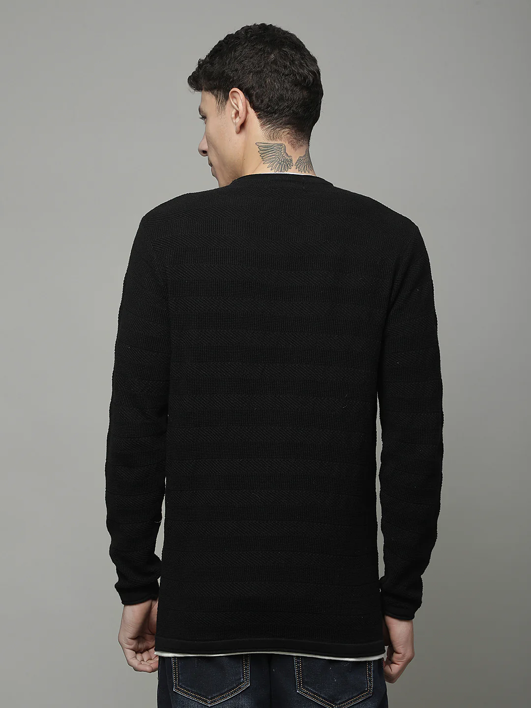 Sweater for Men | Winter Wear 100% COTTON Fabric Pull-On Closure Round Neck Regular Fit STRIPE Pattern - Image 4