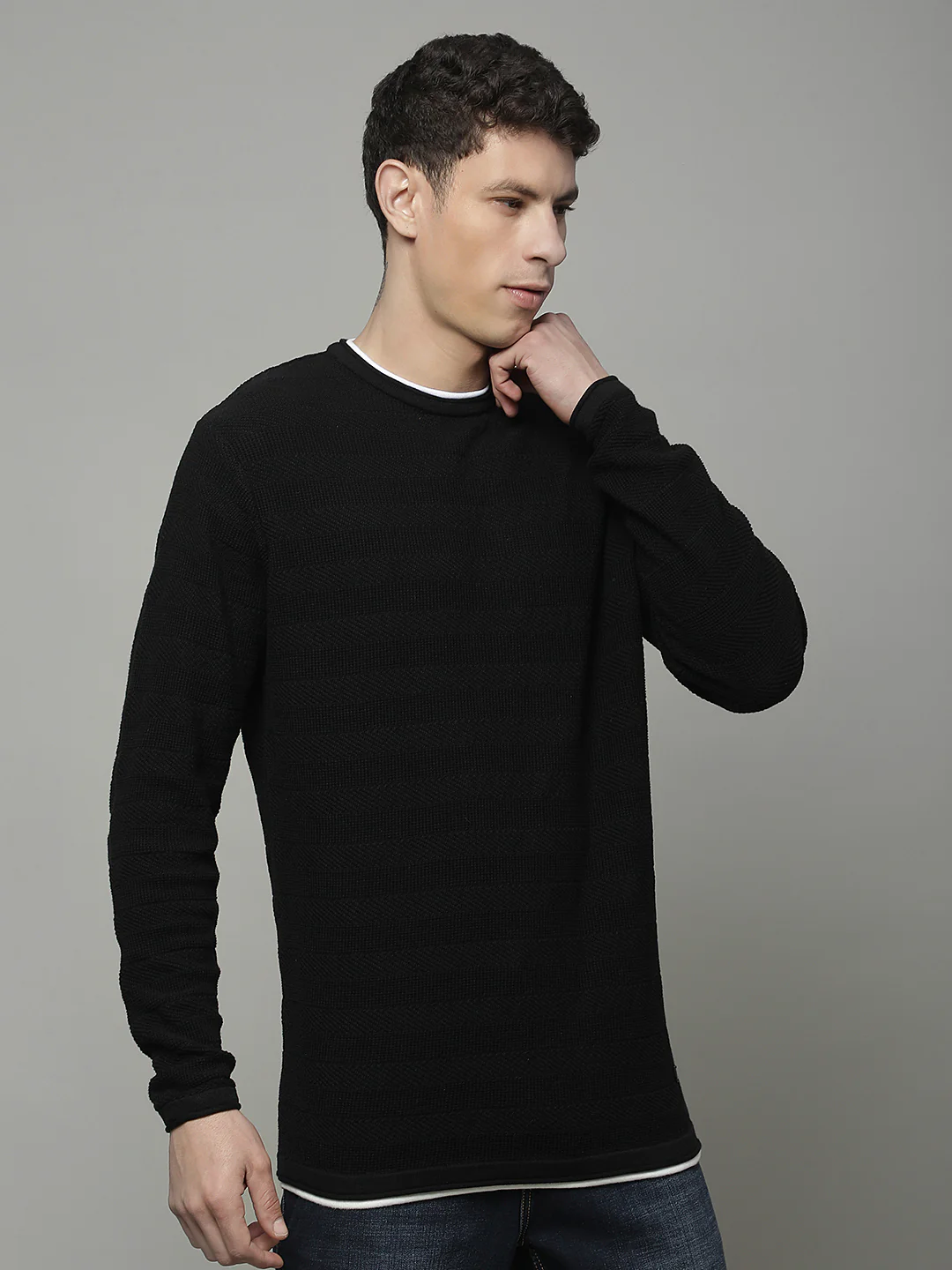 Sweater for Men | Winter Wear 100% COTTON Fabric Pull-On Closure Round Neck Regular Fit STRIPE Pattern - Image 6