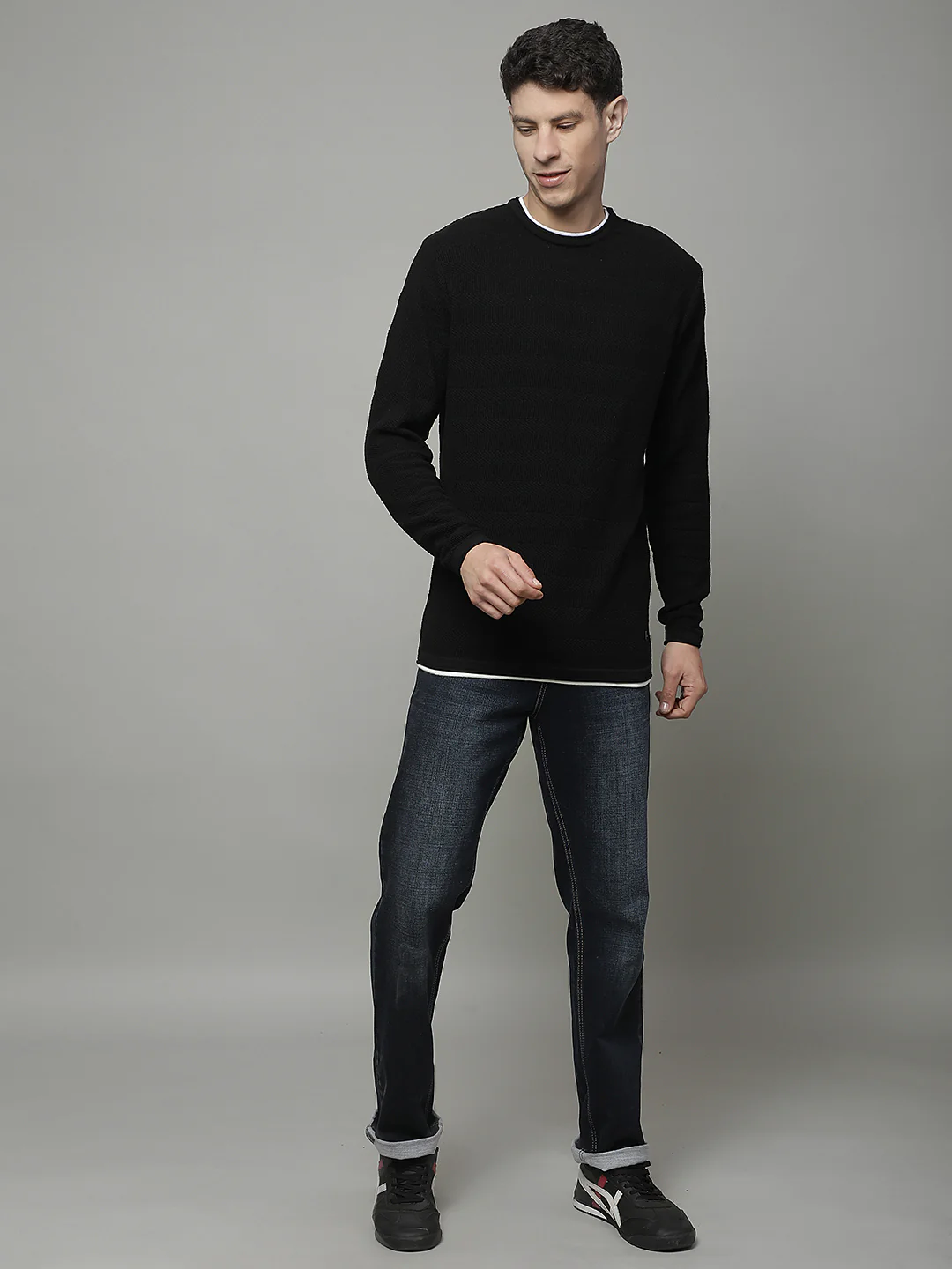 Sweater for Men | Winter Wear 100% COTTON Fabric Pull-On Closure Round Neck Regular Fit STRIPE Pattern - Image 9