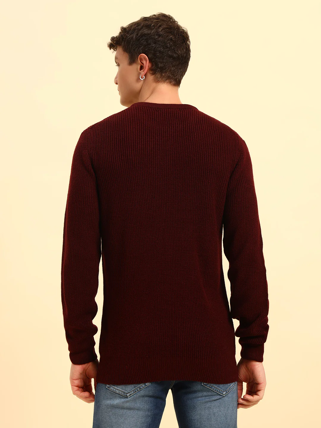 Sweater for Men | Winter Wear Acrylic Fabric Pull-On Closure Round Neck Regular Fit Self Design Pattern - Image 8