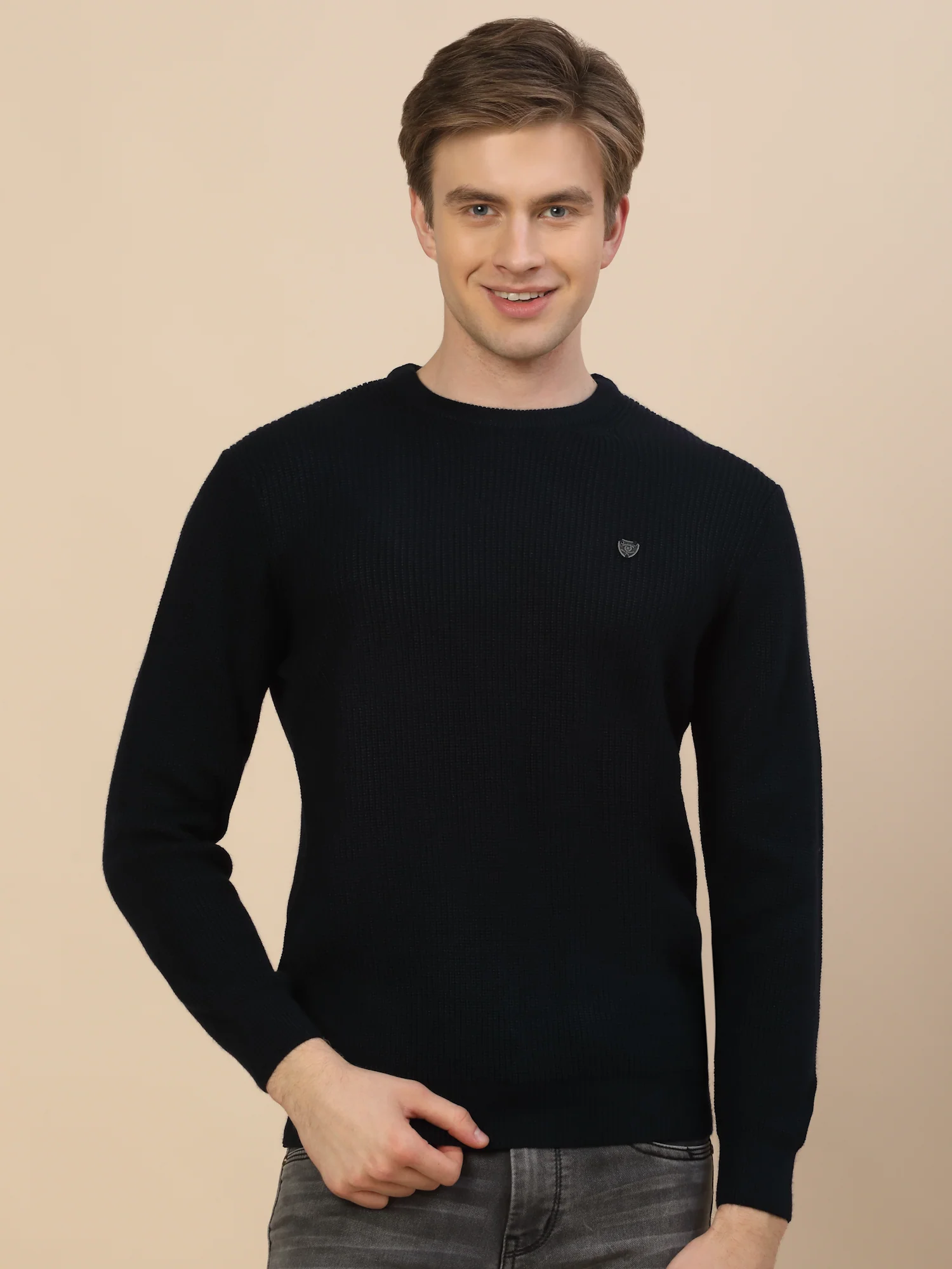 Sweater for Men | Winter Wear Acrylic Fabric Pull-On Closure Round Neck Regular Fit Self Design Pattern - Image 3