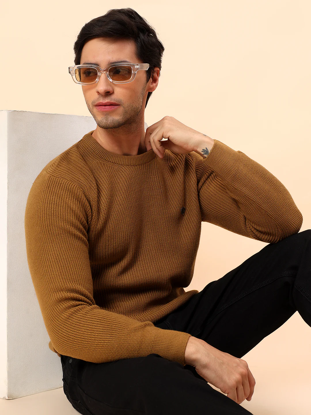 Sweater for Men | Winter Wear Acrylic Fabric Pull-On Closure Round Neck Regular Fit Self Design Pattern - Image 2