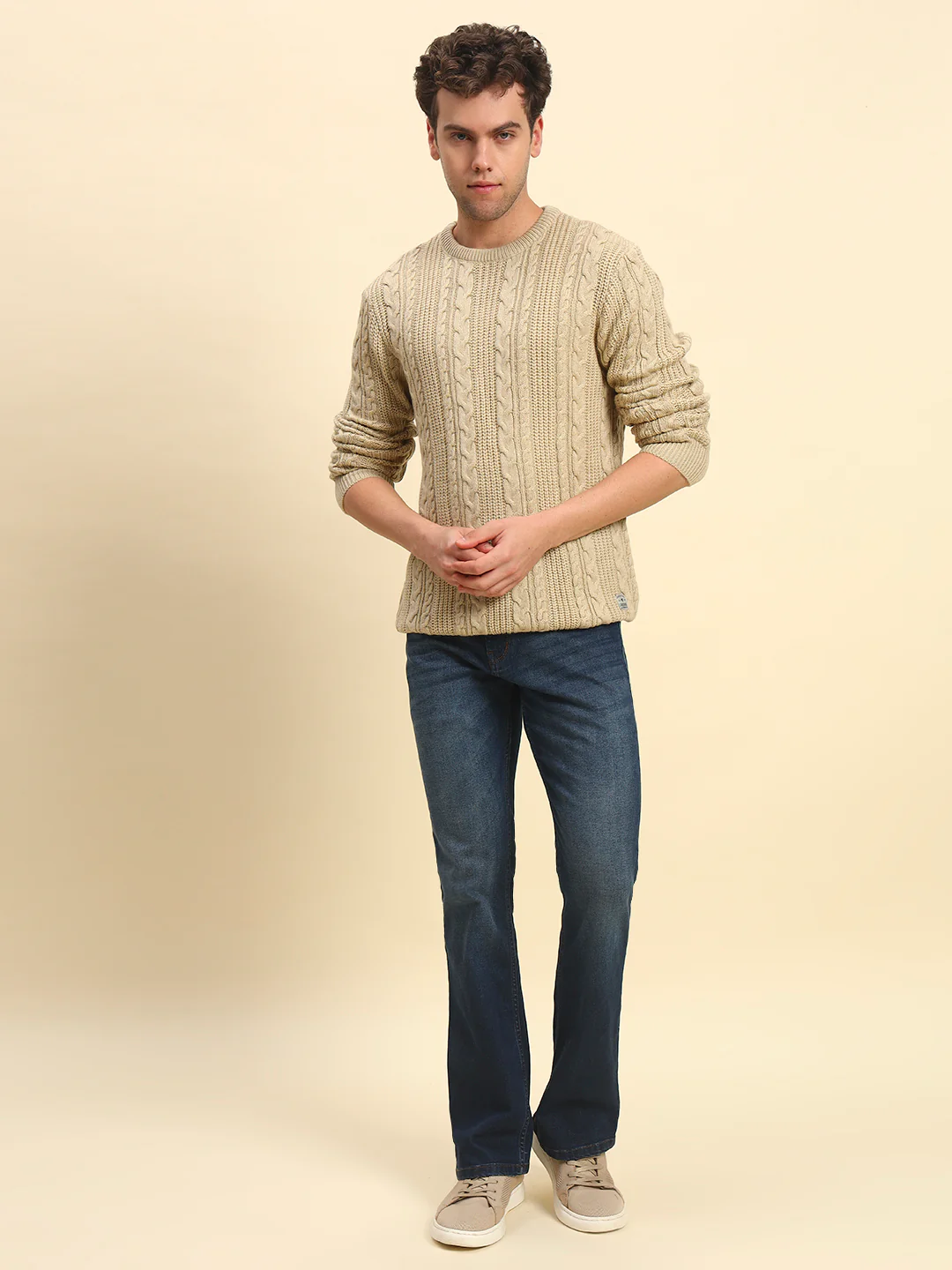Sweater for Men | Winter Wear Acrylic Fabric Pull-On Closure Round Neck Regular Fit Self Design Pattern - Image 3
