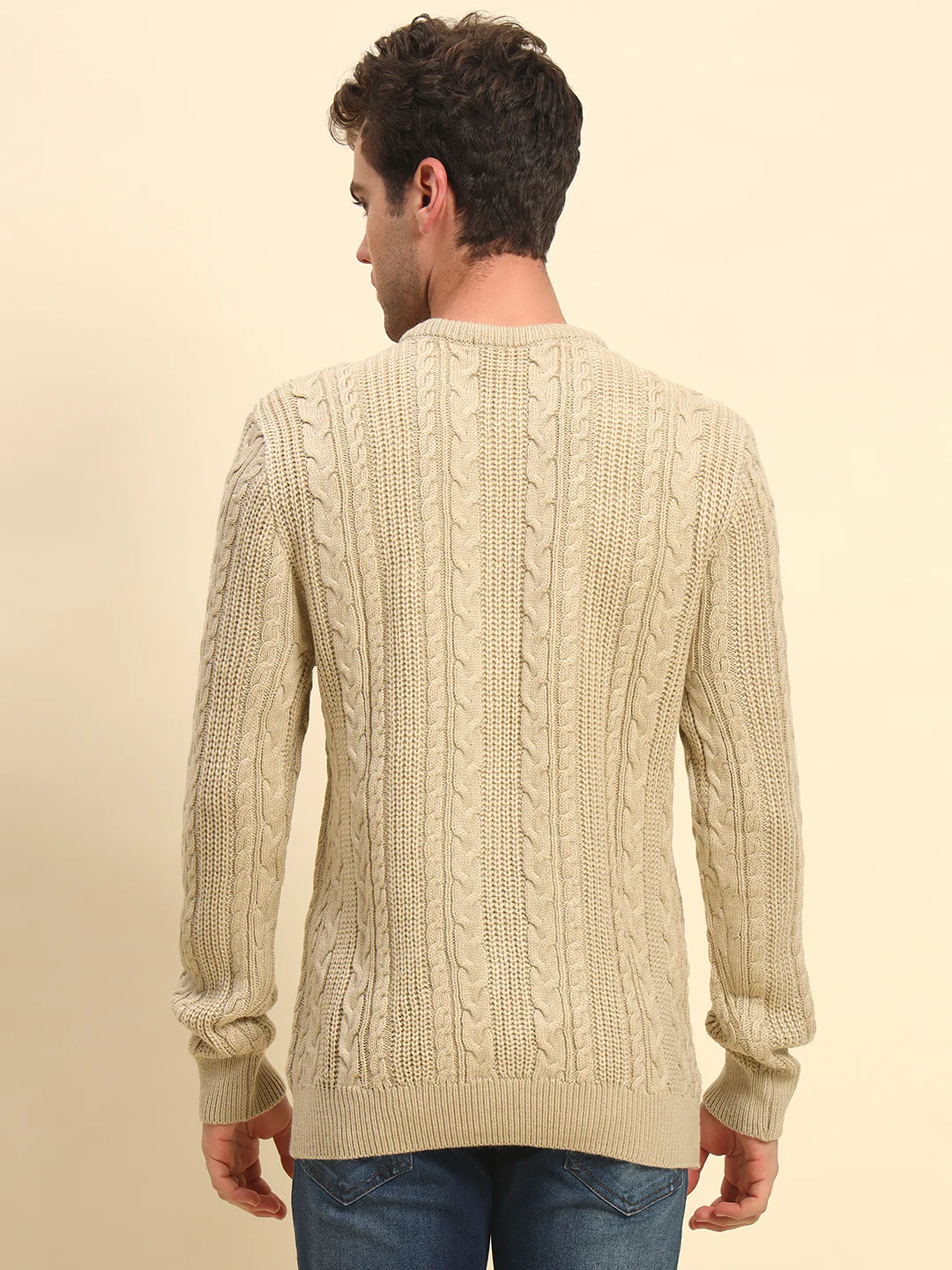 Sweater for Men | Winter Wear Acrylic Fabric Pull-On Closure Round Neck Regular Fit Self Design Pattern - Image 5