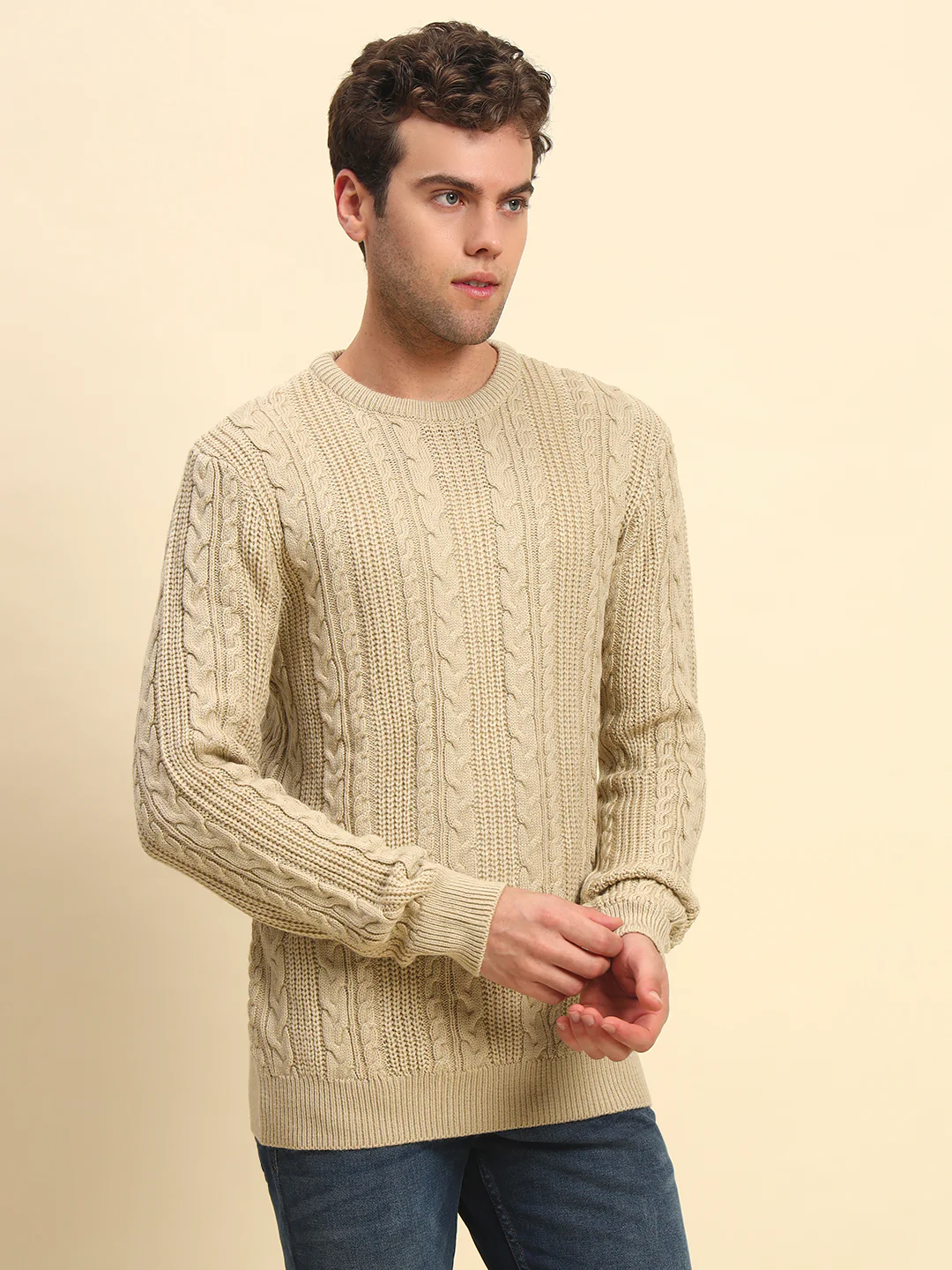 Sweater for Men | Winter Wear Acrylic Fabric Pull-On Closure Round Neck Regular Fit Self Design Pattern - Image 7