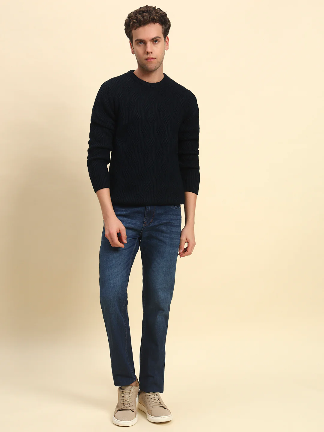 Sweater for Men | Winter Wear Acrylic Fabric Pull-On Closure Round Neck Regular Fit Self Design Pattern - Image 5