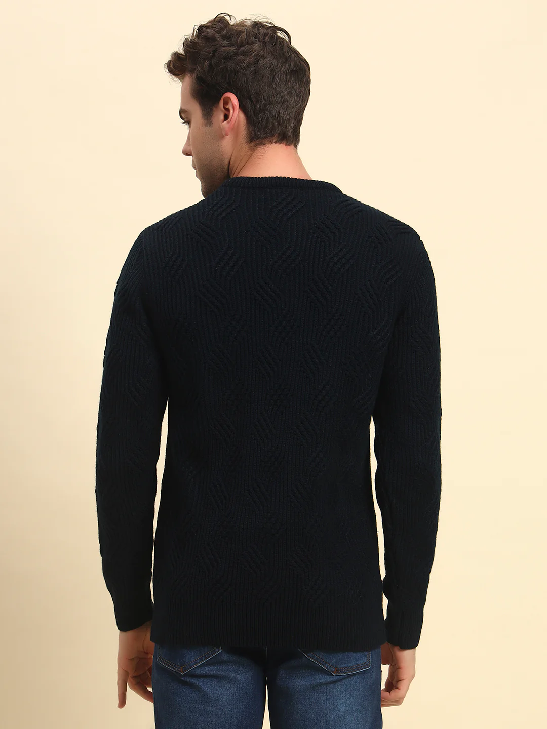 Sweater for Men | Winter Wear Acrylic Fabric Pull-On Closure Round Neck Regular Fit Self Design Pattern - Image 7