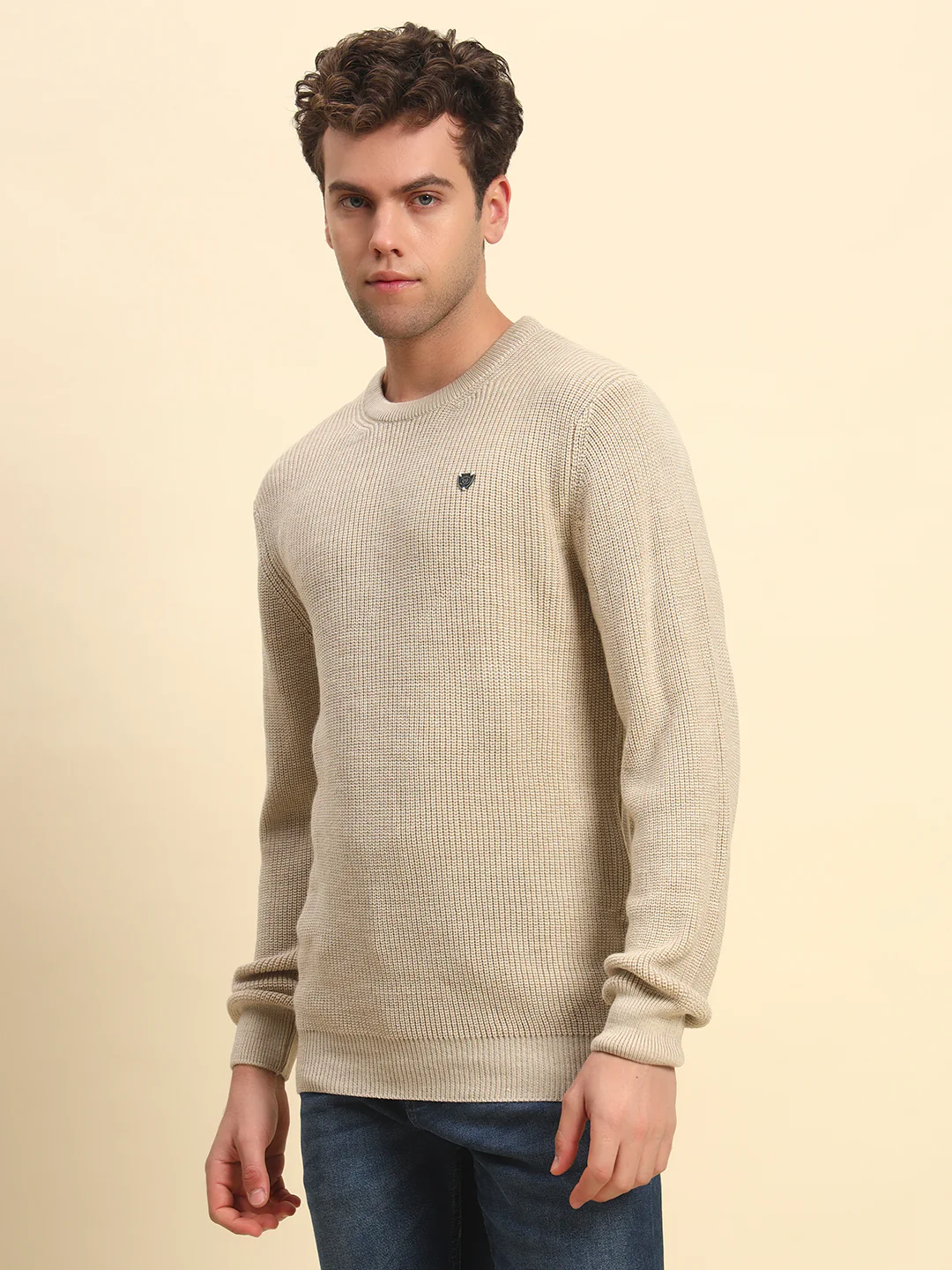 Sweater for Men | Winter Wear Acrylic Fabric Pull-On Closure Round Neck Regular Fit Solid Pattern - Image 3