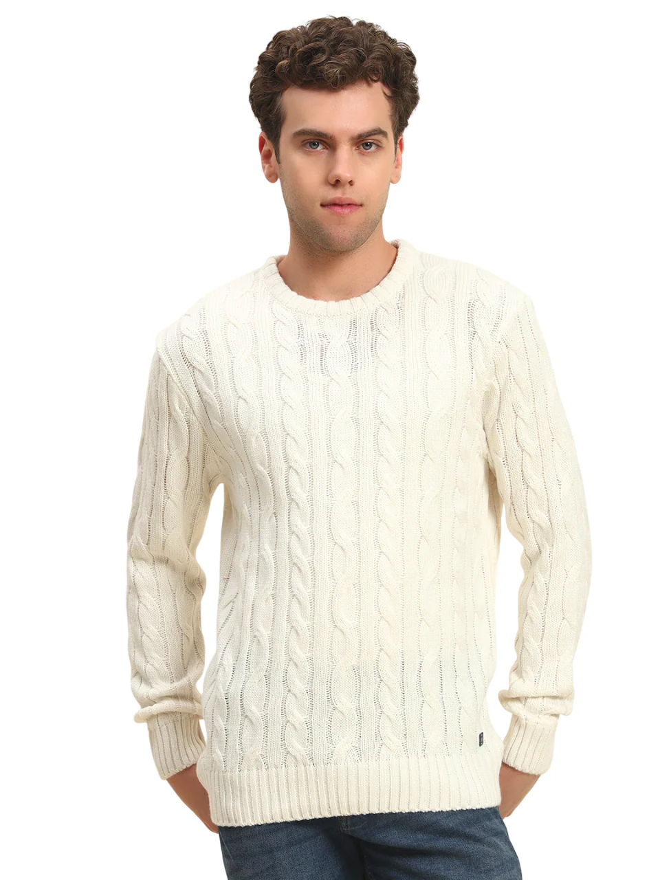 Sweater for Men | Winter Wear Acrylic Fabric Pull-On Closure Round Neck Regular Fit Self Design Pattern - Image 3