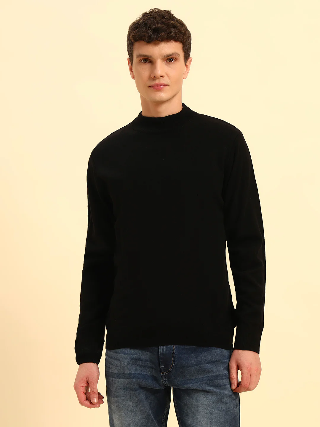 Sweater for Men | Winter Wear Acrylic Fabric Pull-On Closure Round Neck Regular Fit Solid Pattern - Image 4