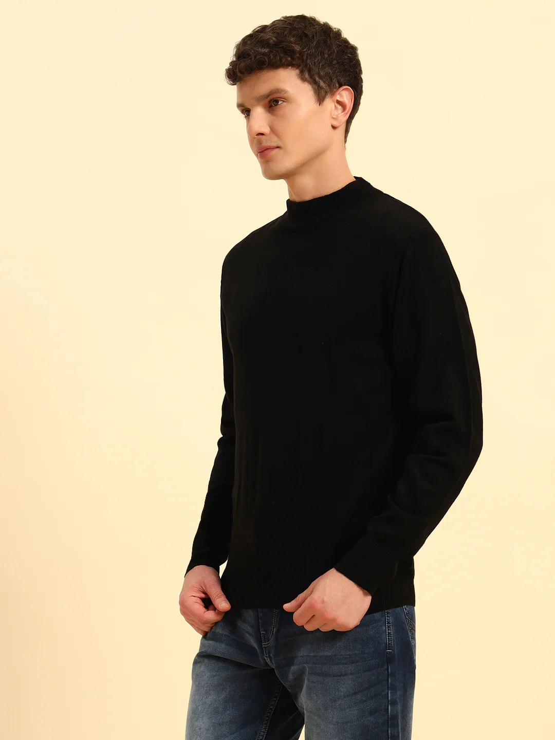 Sweater for Men | Winter Wear Acrylic Fabric Pull-On Closure Round Neck Regular Fit Solid Pattern - Image 5