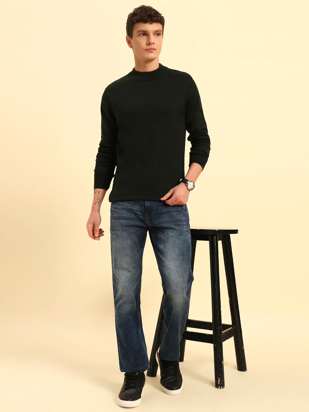 Sweater for Men | Winter Wear Acrylic Fabric Pull-On Closure Round Neck Regular Fit Solid Pattern - Image 2
