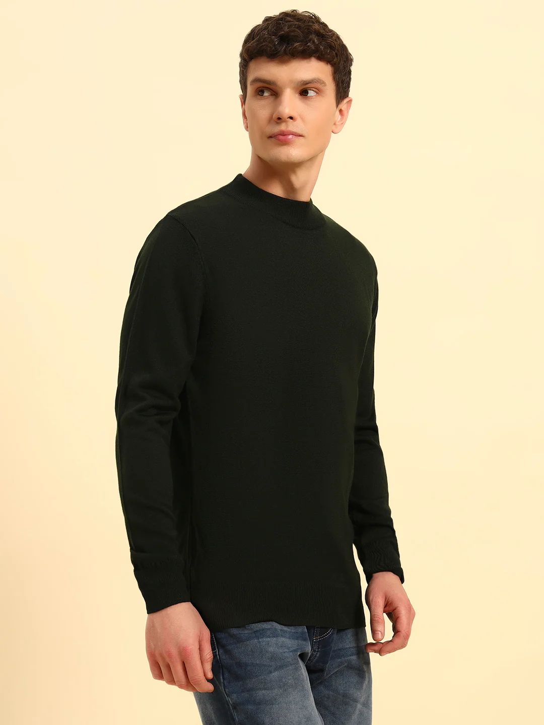 Sweater for Men | Winter Wear Acrylic Fabric Pull-On Closure Round Neck Regular Fit Solid Pattern - Image 3