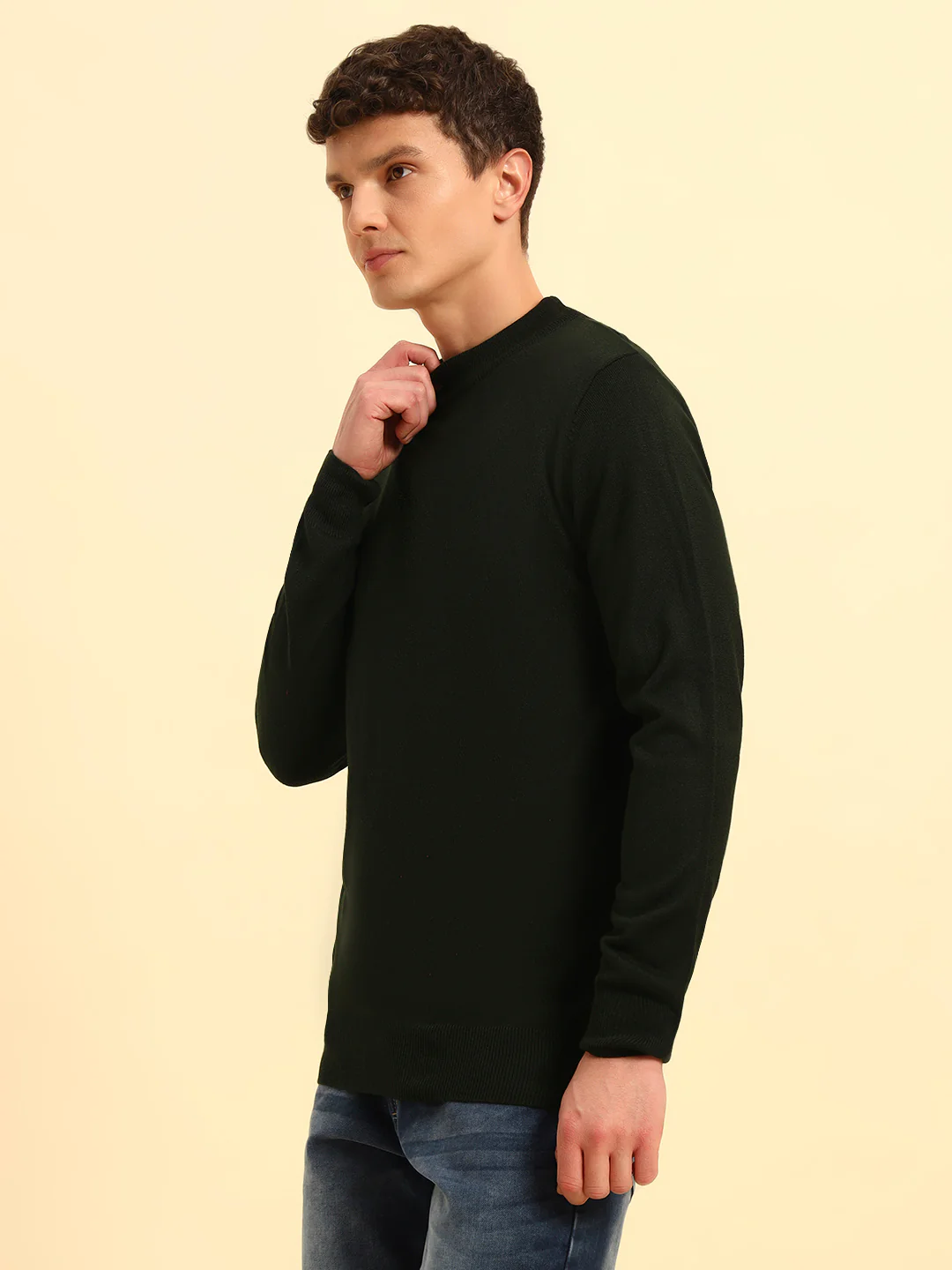 Sweater for Men | Winter Wear Acrylic Fabric Pull-On Closure Round Neck Regular Fit Solid Pattern - Image 4
