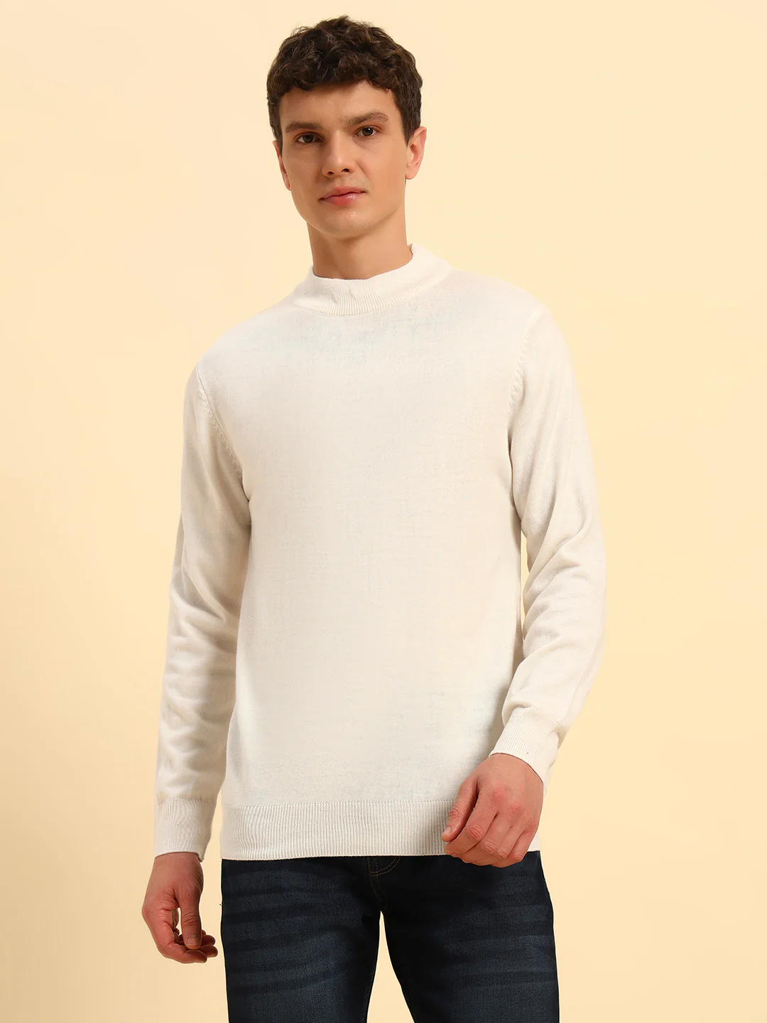 Sweater for Men | Winter Wear Acrylic Fabric Pull-On Closure Round Neck Regular Fit Solid Pattern - Image 3