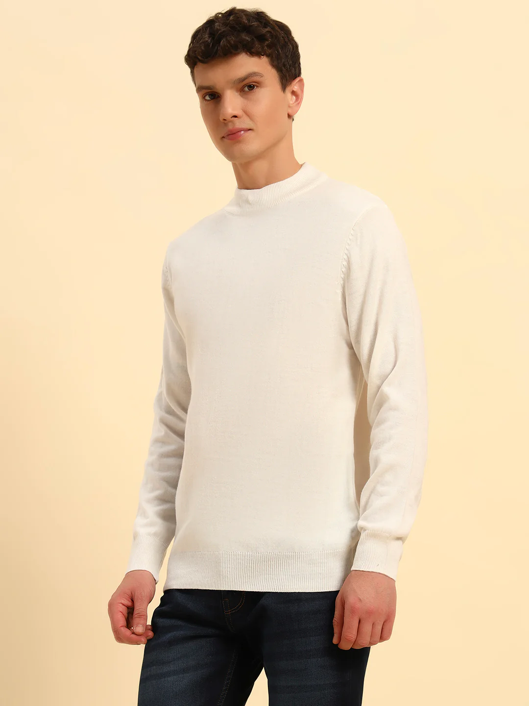 Sweater for Men | Winter Wear Acrylic Fabric Pull-On Closure Round Neck Regular Fit Solid Pattern - Image 4