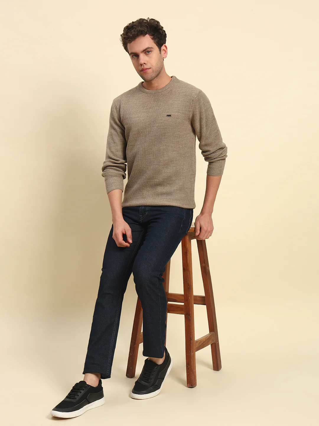 Sweater for Men | Winter Wear Acrylic Fabric Pull-On Closure Round Neck Regular Fit Solid Pattern - Image 2