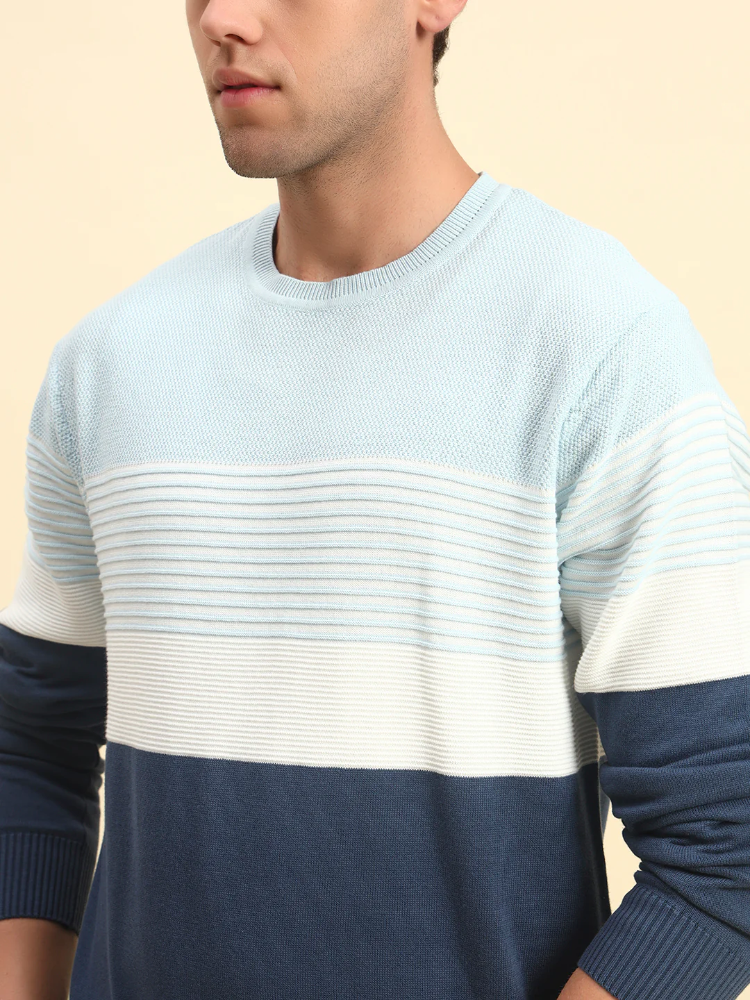Sweater for Men | Winter Wear Acrylic Fabric Pull-On Closure Round Neck Regular Fit Striped Pattern - Image 6