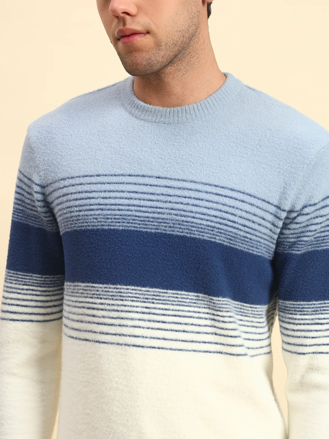 Sweater for Men | Winter Wear Acrylic Fabric Pull-On Closure Round Neck Regular Fit Striped Pattern - Image 6