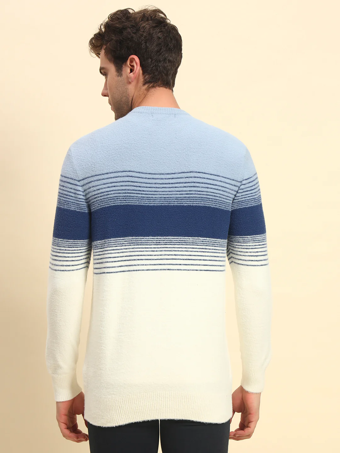 Sweater for Men | Winter Wear Acrylic Fabric Pull-On Closure Round Neck Regular Fit Striped Pattern - Image 7