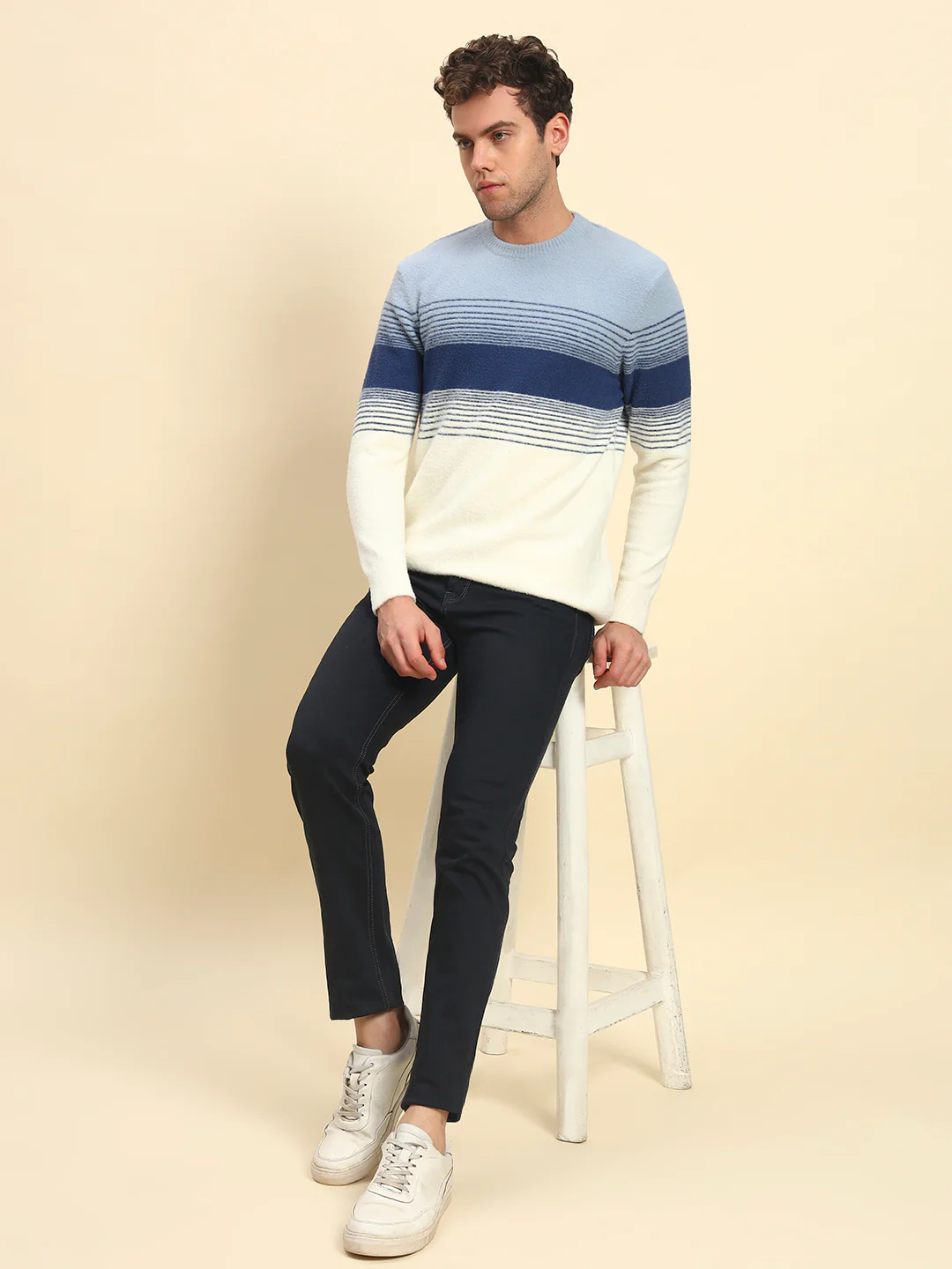 Sweater for Men | Winter Wear Acrylic Fabric Pull-On Closure Round Neck Regular Fit Striped Pattern - Image 8