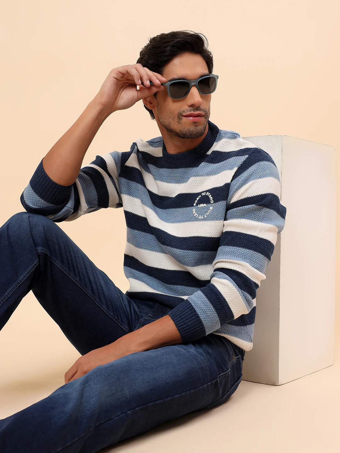 Sweater for Men | Winter Wear Acrylic Fabric Pull-On Closure Round Neck Regular Fit Striped Pattern - Image 2