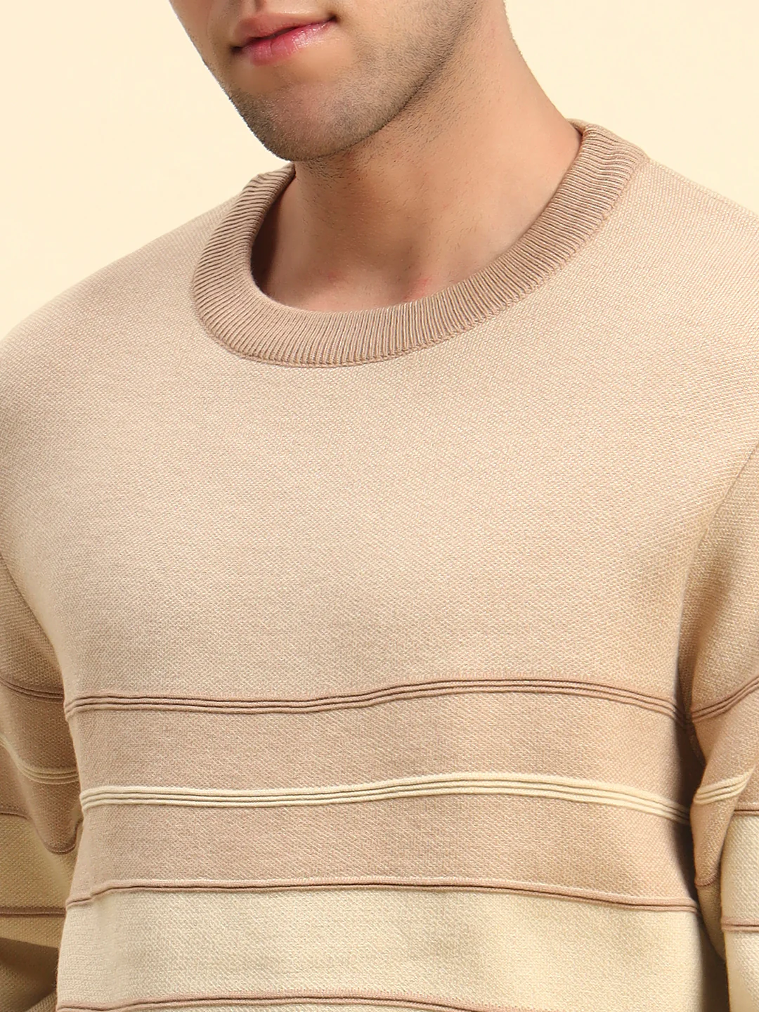 Sweater for Men | Winter Wear Acrylic Fabric Pull-On Closure Round Neck Regular Fit Striped Pattern - Image 4